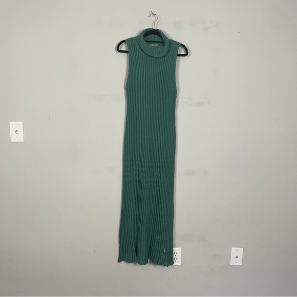 NWT FREE PEOPLE HARLEY SWEATER MAXI DRESS SIZE XS IN GREEN TURTLENECK - Picture 6 of 16